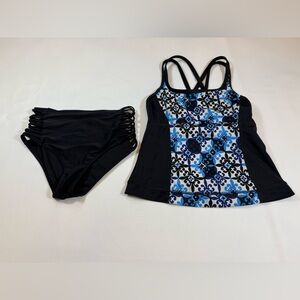 Bikini swim set Lands End Hollister mismatched black blue size 6 medium (bin i)